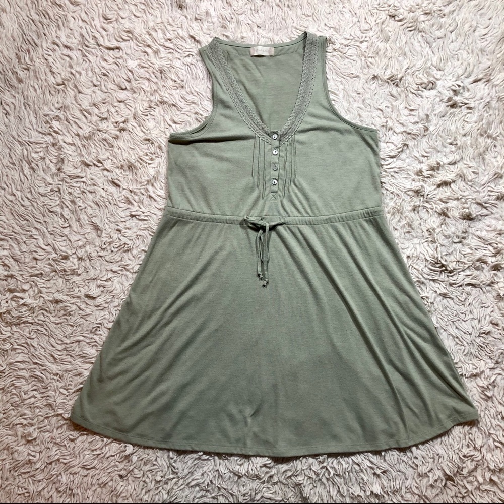 Altar'd State Pistachio Tie Front Tank Dress